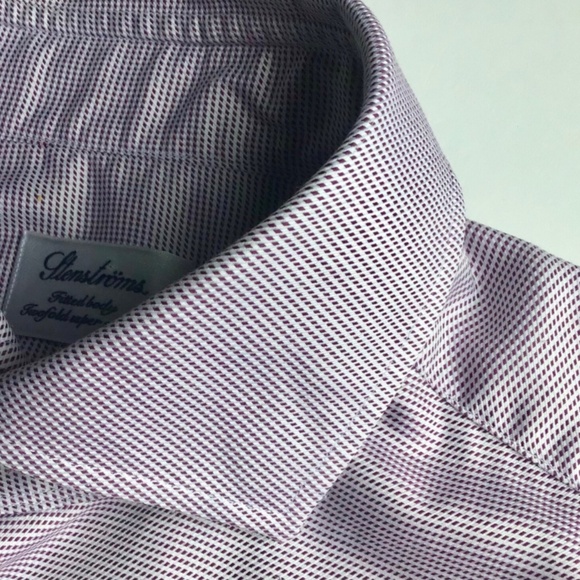 Stenstroms fitted body light  lilac 2 fold super cotton twill dress shirt Sz 16 - Picture 10 of 10